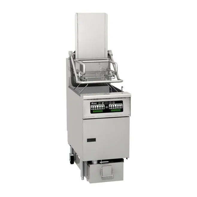 Pitco SFSELVRF 21" Floor Model Electric Full Pot Fryer w/ 76 Lbs Oil Capacity, Auto Filtration, Basket Lift Assist, Auto Top Off