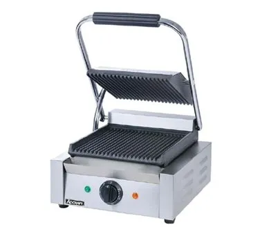 Adcraft SG-811 12" Commercial Sandwich Panini Grill w/ Cast Iron Grooved Plates, 120V