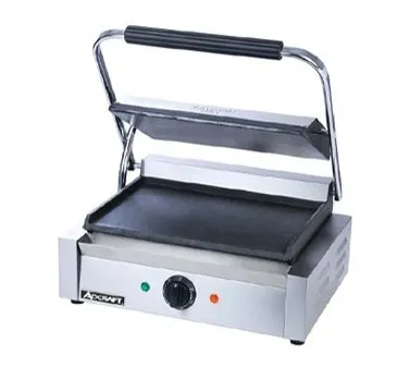Adcraft SG-811E/F 17" Commercial Sandwich Panini Grill w/ Cast Iron Smooth Plates, 120V