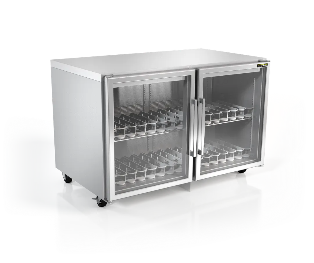 Silver King SKR48A-EGUS1 48" 2-Section Undercounter Refrigerator w/ 2 Glass Doors, 11.5 cu ft