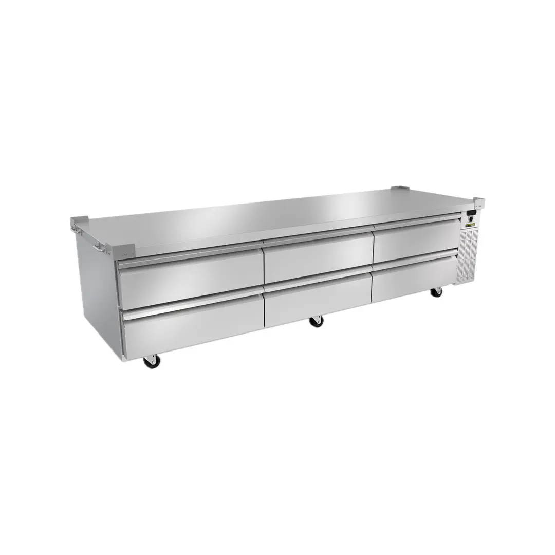 Silver King SKRCB97H-EDUS1 99" 6 Drawers Freezer Chef Base w/ Flat Top