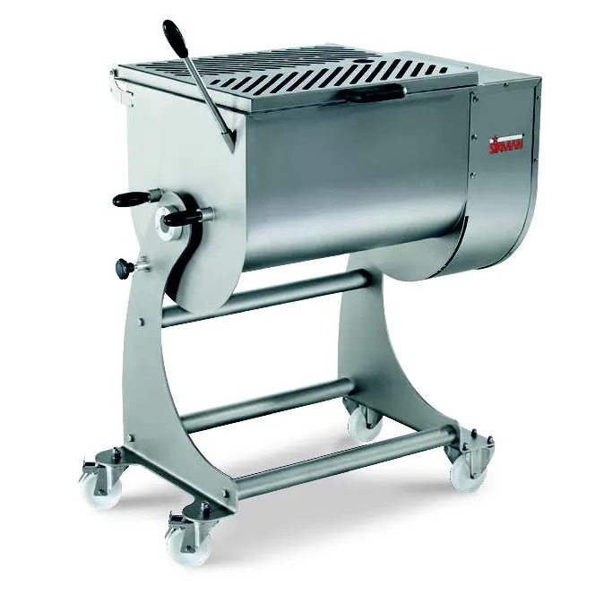 SIRMAN 40806206F Commercial Electric Meat Mixer, 170 lb Capacity, Stainless Steel, Tilting Tub, 1.5 HP, 220V
