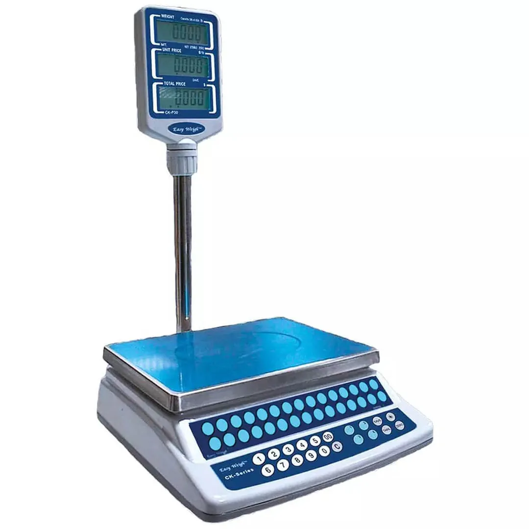 Skyfood CK-P30PLUS Scale – 30 lb Capacity, 9"x12" Stainless Steel Platform, 6‑Digit LCD Pole Display, 120V 10W