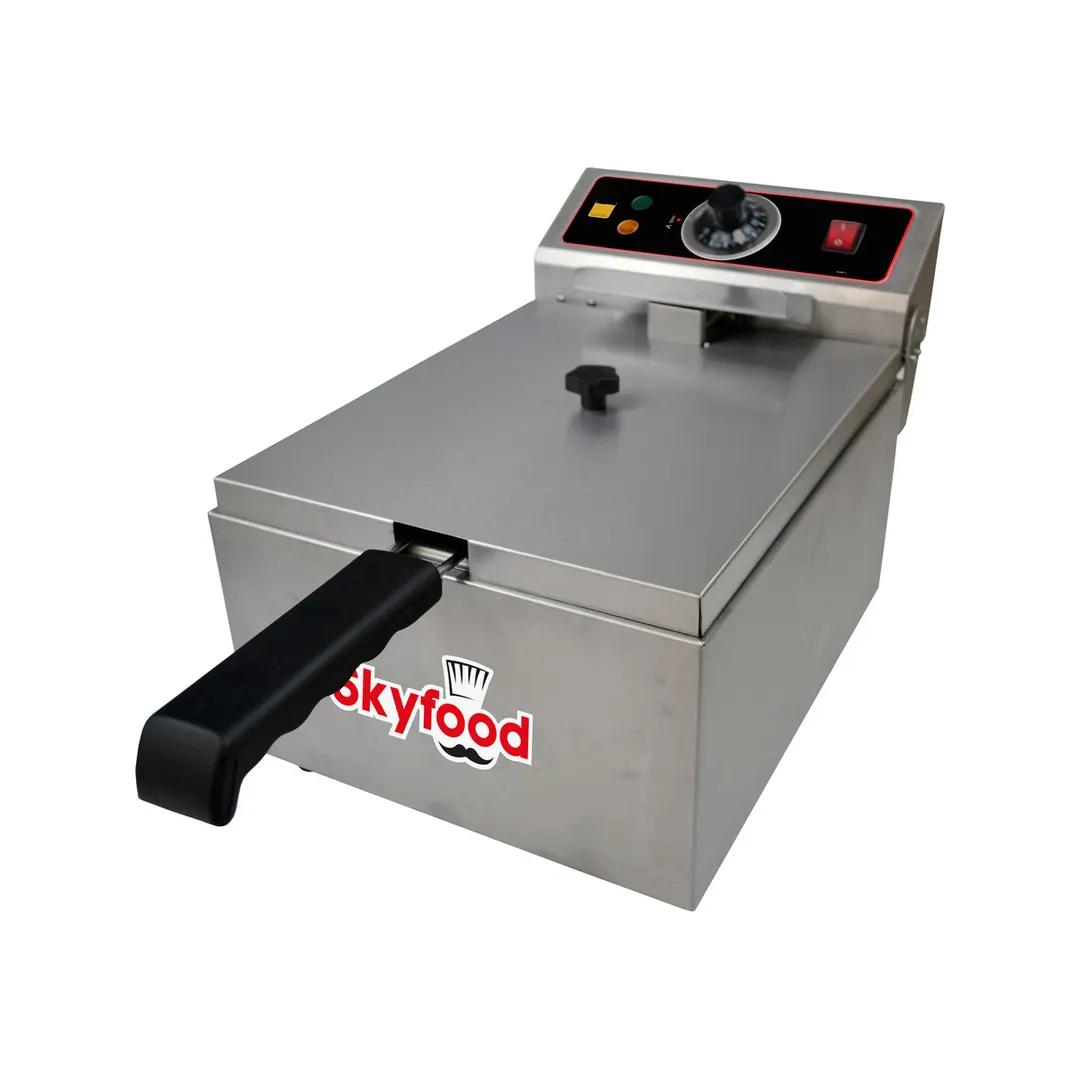 Skyfood FE-10-N Full Pot Countertop Electric Fryer w/ 10-Lb. Capacity, 1 Basket, Night Cover