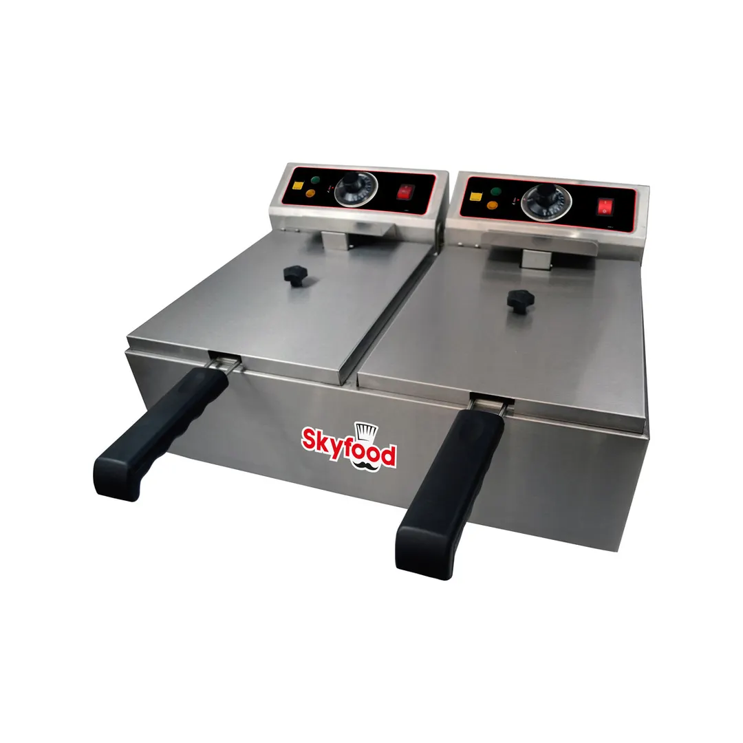 Skyfood FED-20-N Split Pot Countertop Electric Fryer w/ 2 Baskets, 20 lbs Capacity, 10v/50/60/1-ph