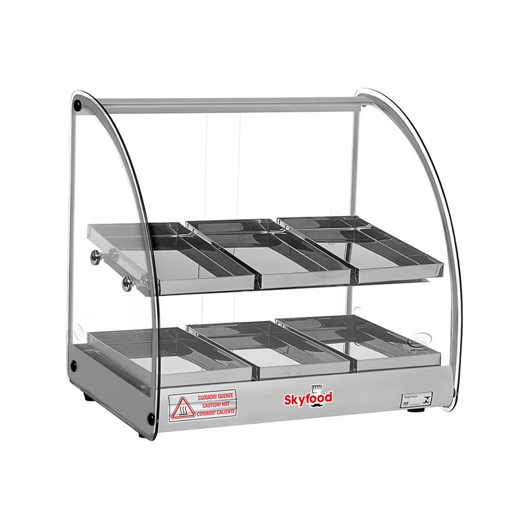 Skyfood FWD2-18G 18"  Gray Color Food Warmer Display Case with Double Shelf, (6) Pans 