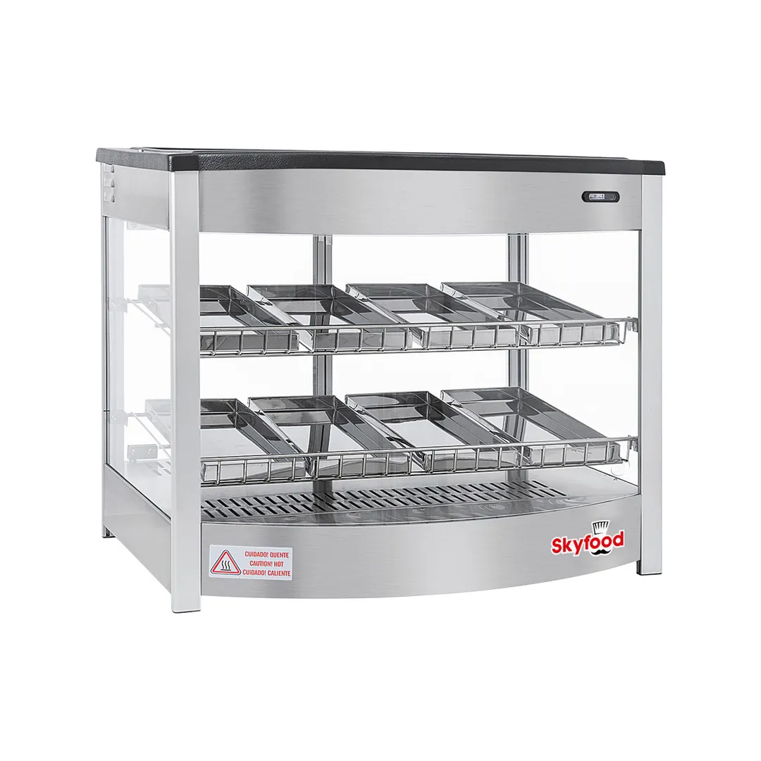 Skyfood FWD2S8P 25" Steam Line Food Warmer Display Case with Double Shelf, (8) Pans