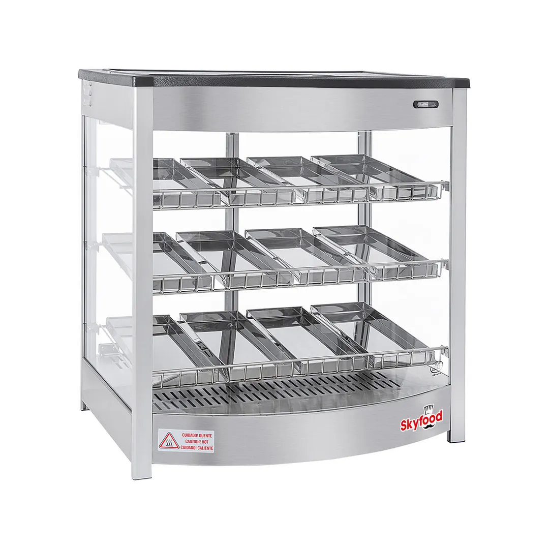 Skyfood FWD3S12P 25" Steam Line Food Warmer Display Case with Triple Shelf, (12) Pans