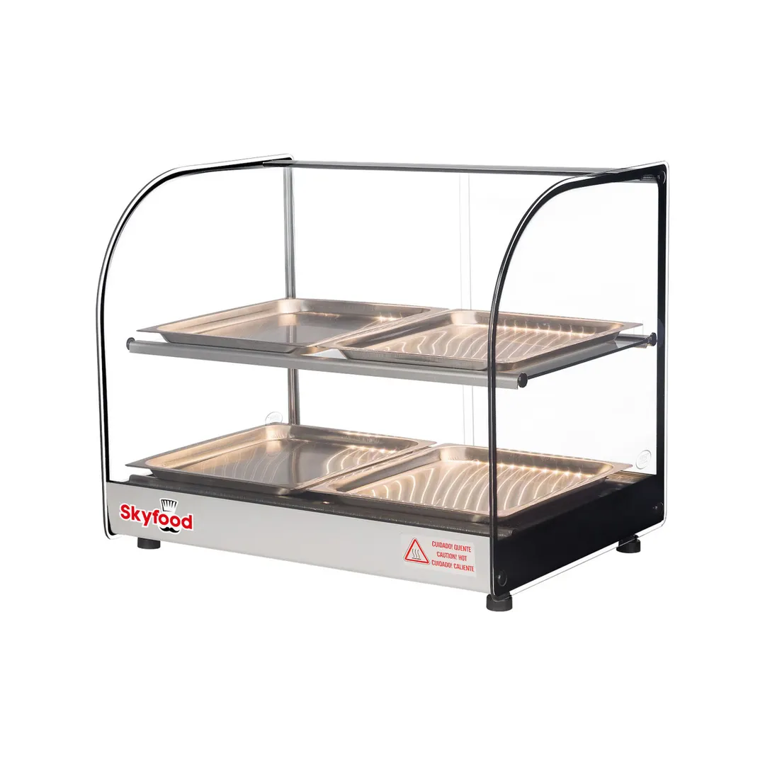 Skyfood FWDC2-22-4P 22" Food Warmer Display Case with Double Shelf, (4) Pans