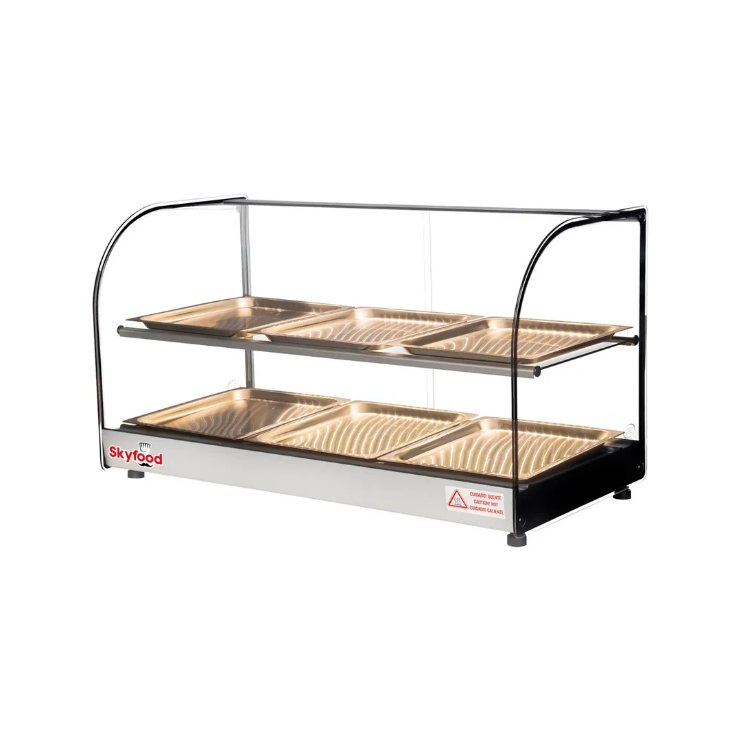 Skyfood FWDC2-33-6P 33" Food Warmer Display Case with Double Shelf, (6) Pans