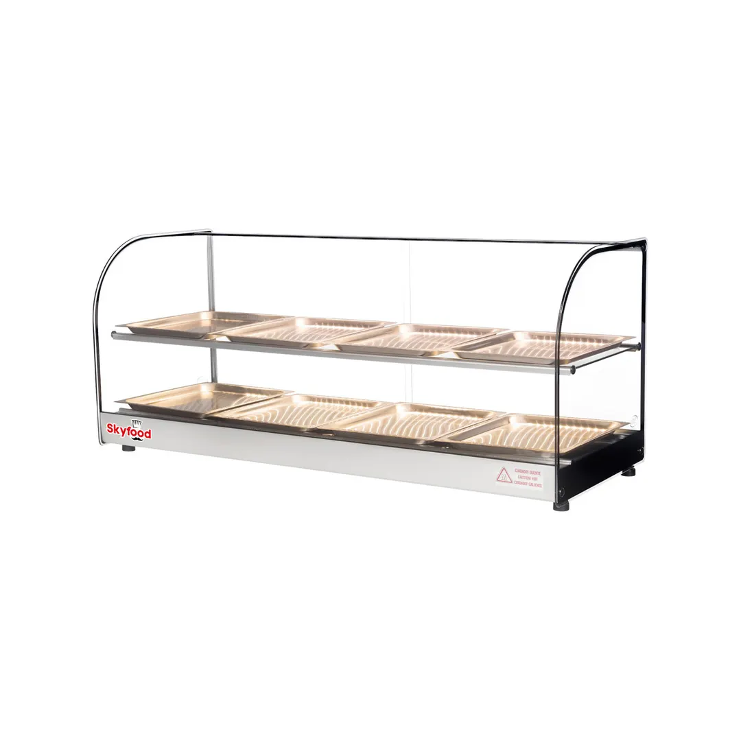 Skyfood FWDC2-43-8P 43 5/16" Food Warmer Display Case with Double Shelf, (8) Pans