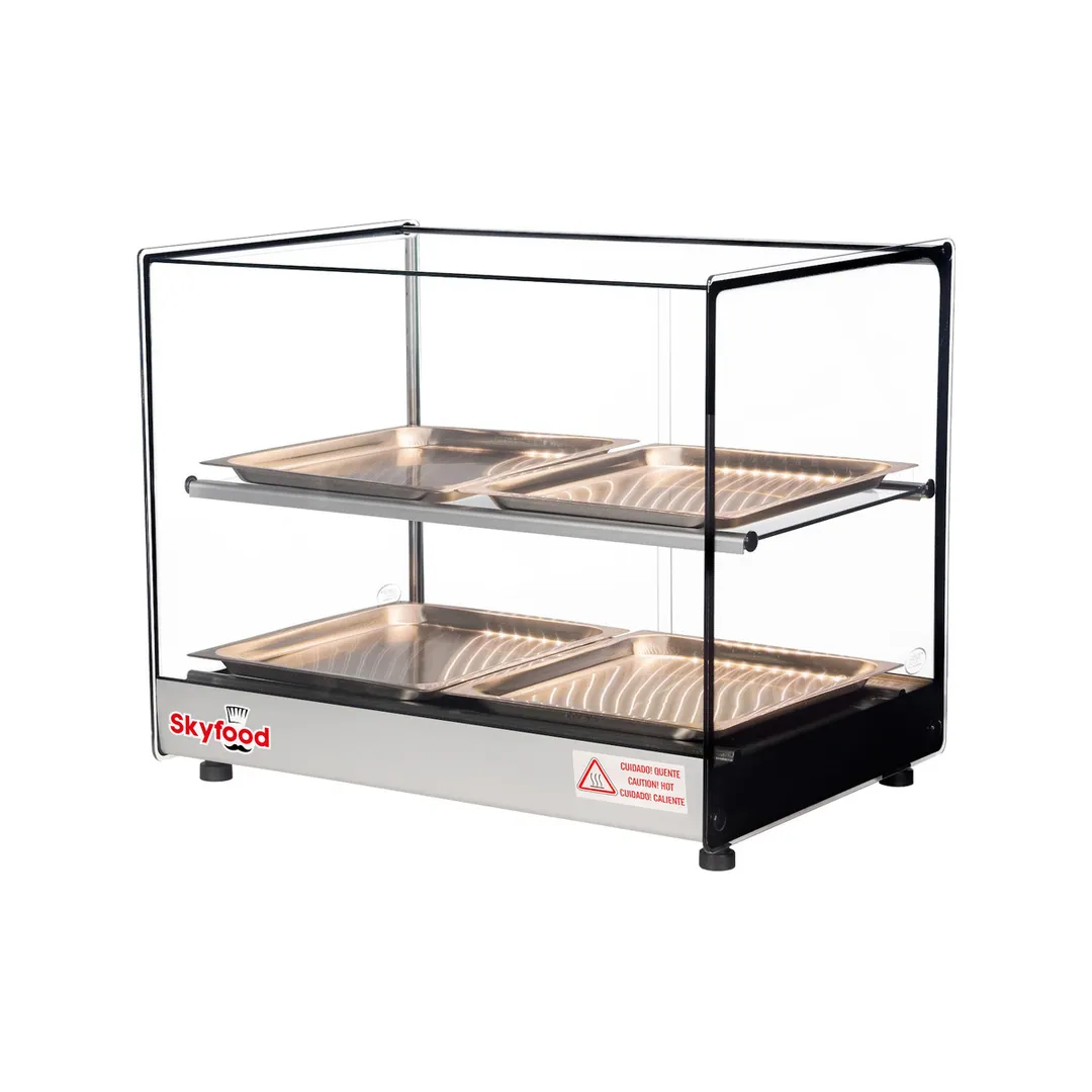 Skyfood FWDS2-22-4P 22" Food Warmer Display Case with Double Shelf, (4) Pans