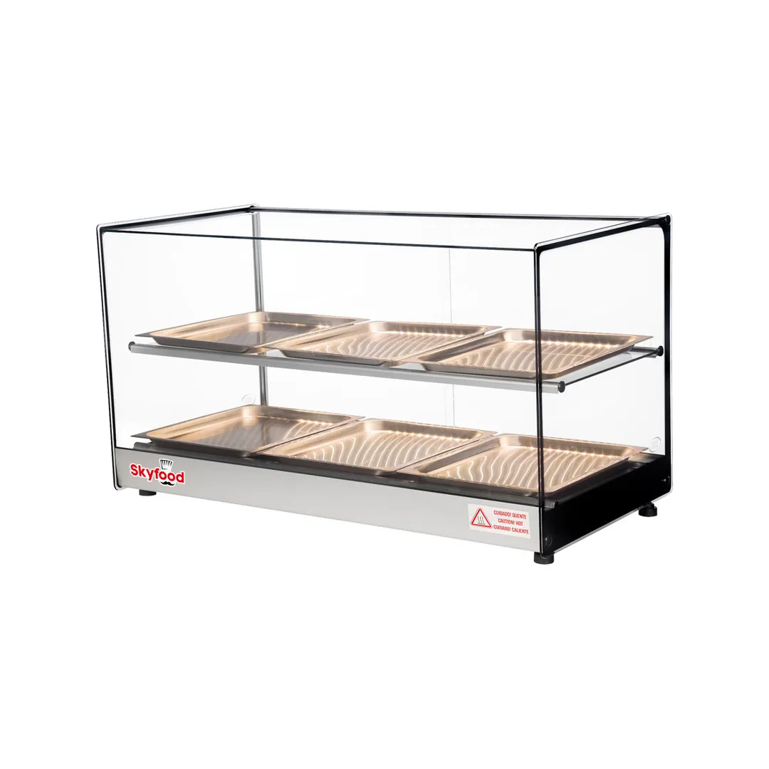 Skyfood FWDS2-33-6P 33" Food Warmer Display Case with Double Shelf, (6) Pans