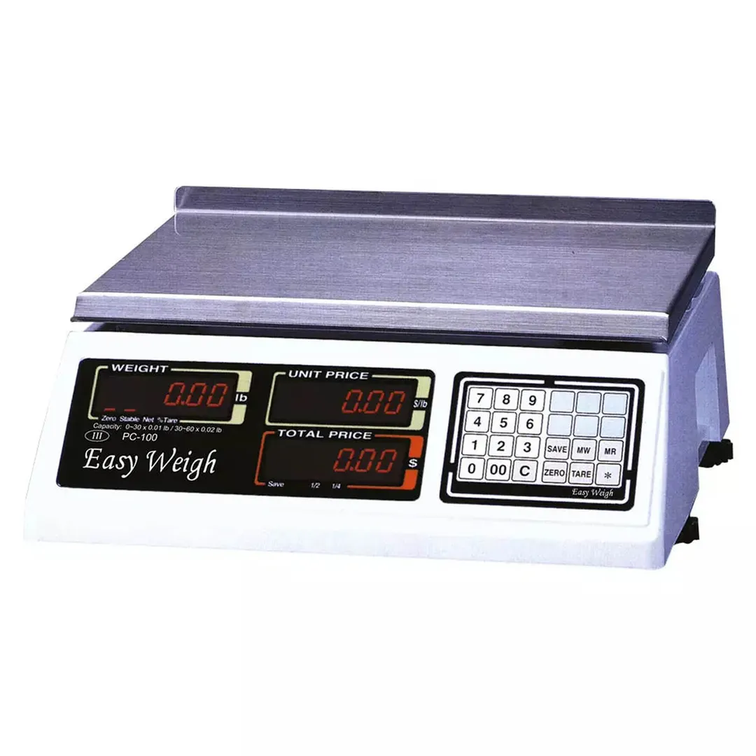 Skyfood PC-100-NL Legal Trade Scale, 60 lb Dual Range, 13.8" x 10.5" Stainless Steel Platter, 6-Key PLU, 115V