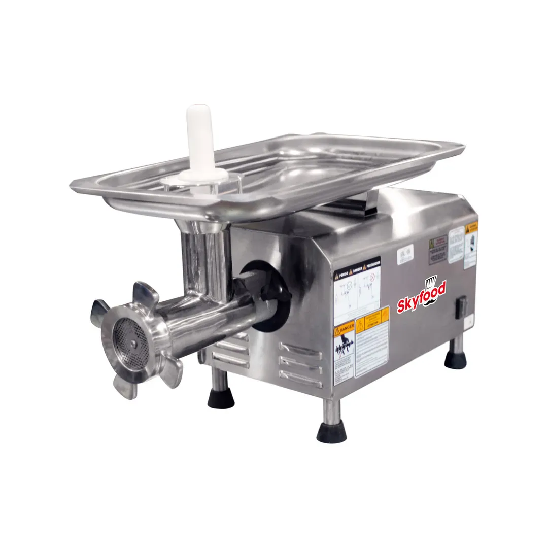 Skyfood PCI-22G SS - Bench 2 HP Meat Grinder, 660 lbs/hr, #22 Hub, 1/8” & 3/16” Plates, Stainless Steel, Safety Device