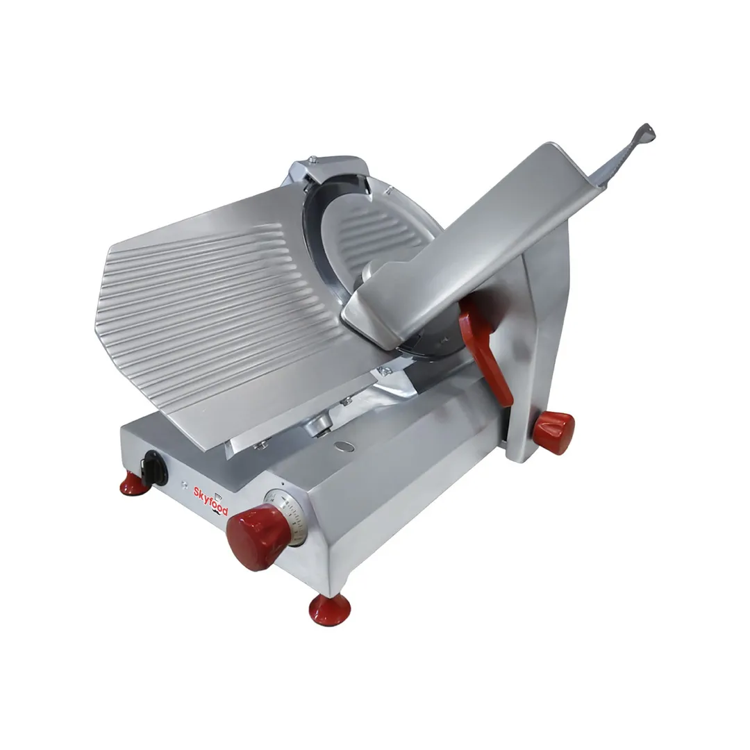 Skyfood SSI-14I Meat Slicer – 14” Blade, 1/2 HP 115V Belt Drive, Manual Gravity Feed, 5/8” Max Thickness, Dual Sharpener