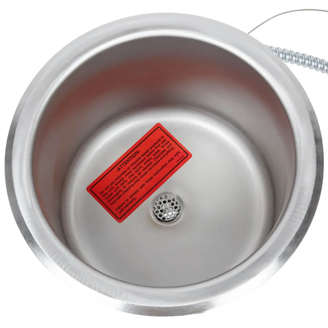 APW Wyott SM-50-7DS ULS Round Drop-In Soup Well, 8-1/2" Diameter, 7 Quart, w/ drain
