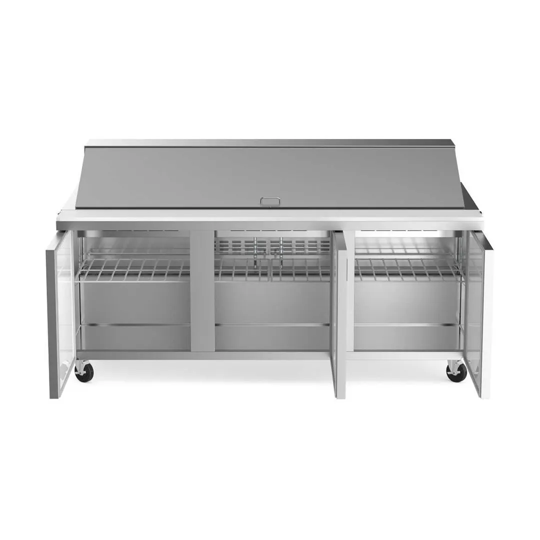 Coldline SMP72 70-2/5" 3-Door Mega Top Sandwich and Salad Prep Table, 30 Pans, Stainless Steel
