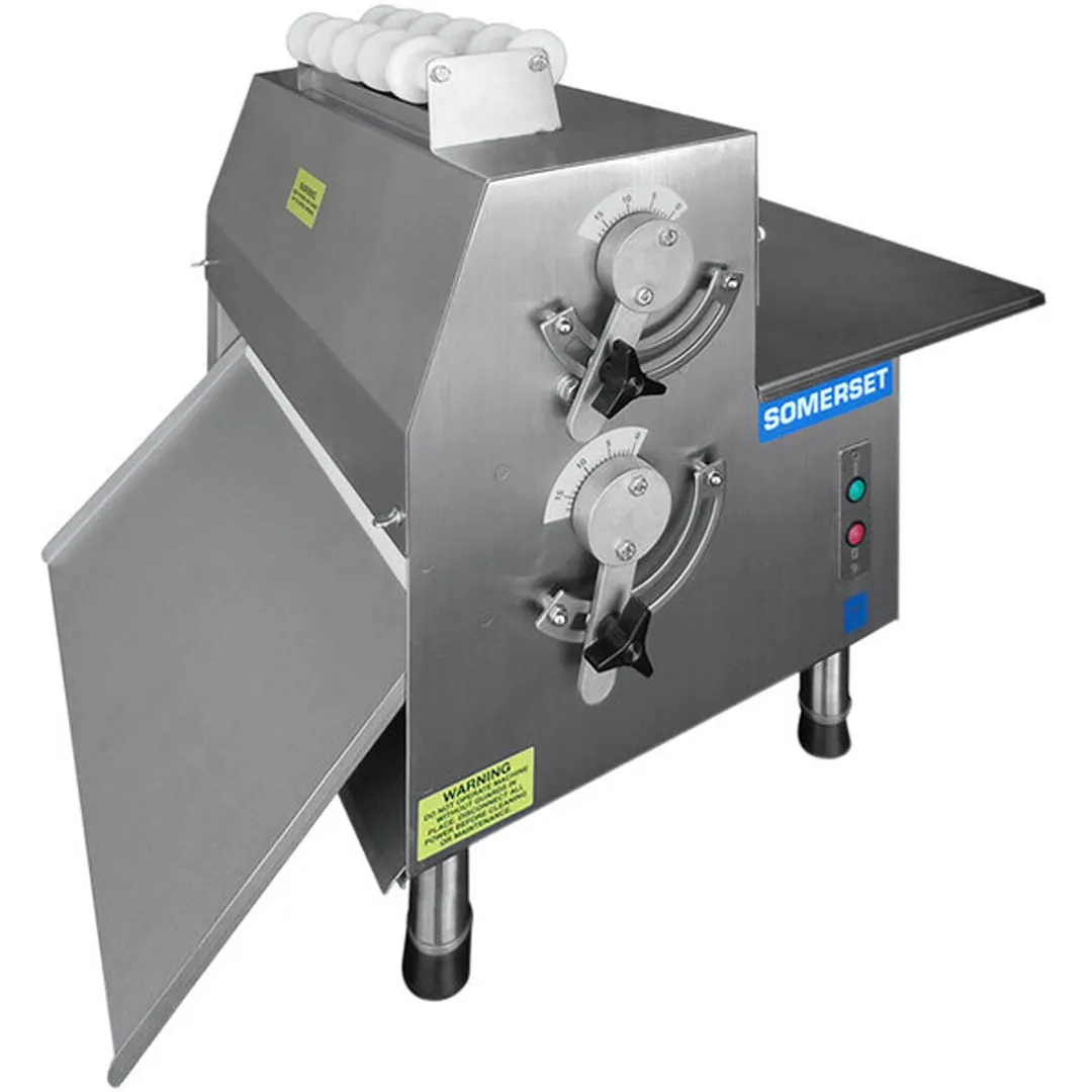 Somerset CDR-1500M Countertop Double Pass Dough Roller, 15" Metallic Rollers, Side Operation