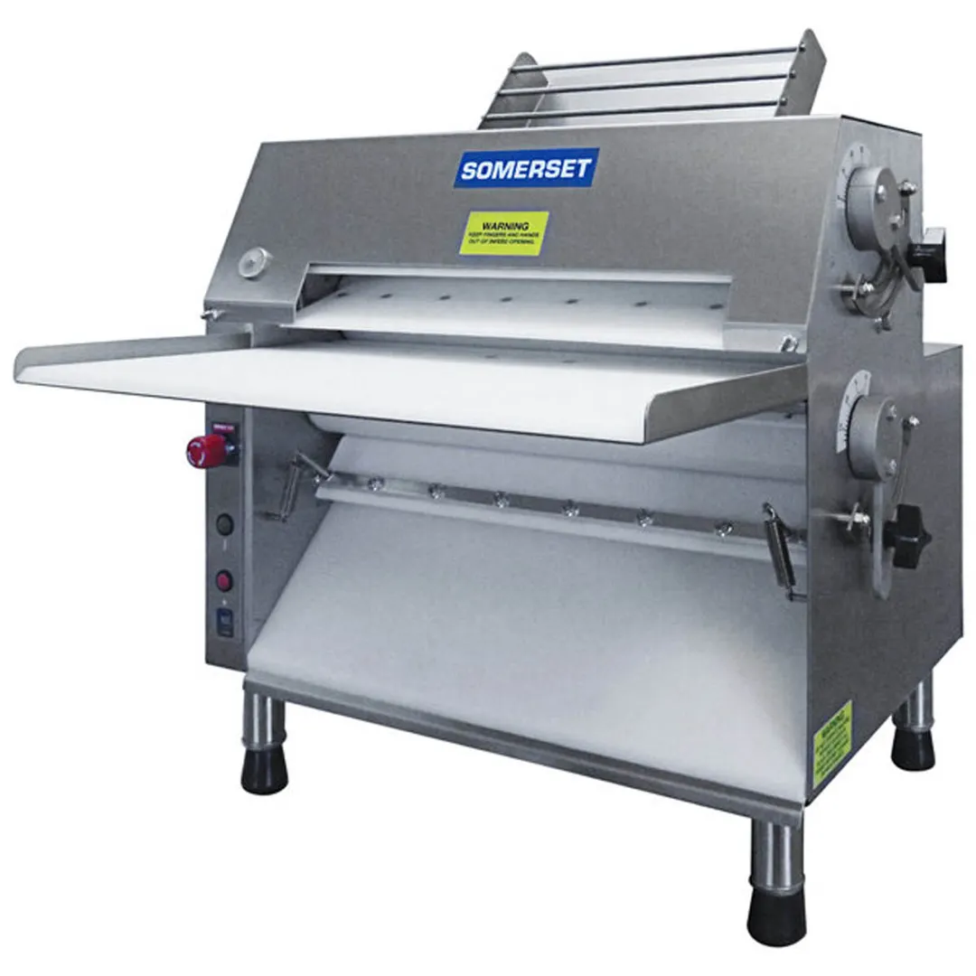Somerset CDR-2000M Countertop Double Pass Dough Roller, 20" Metallic Dough Rollers, Front Operation