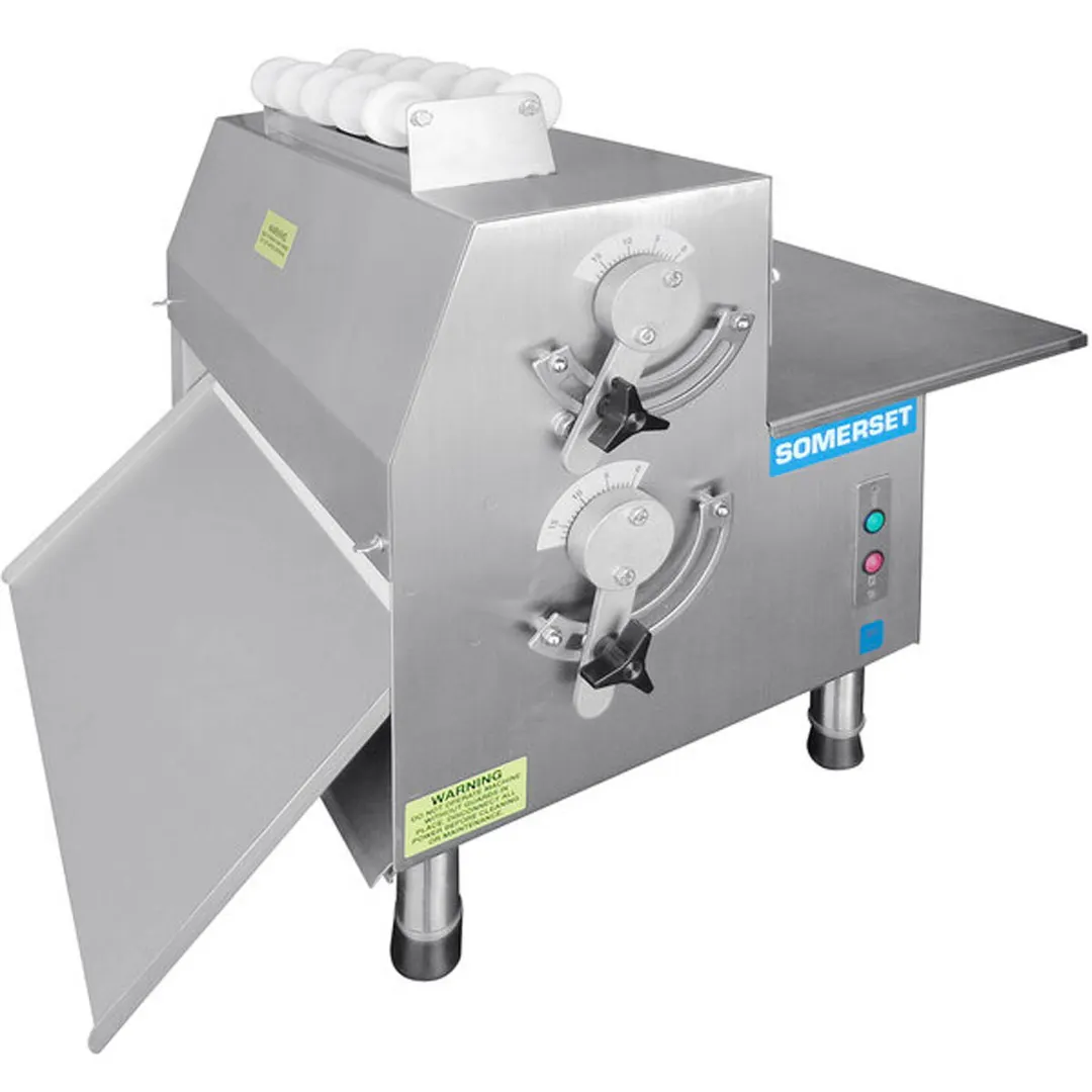 Somerset CDR-2100M Countertop Double Pass Dough Roller, 20" Metallic Rollers, Side Operation