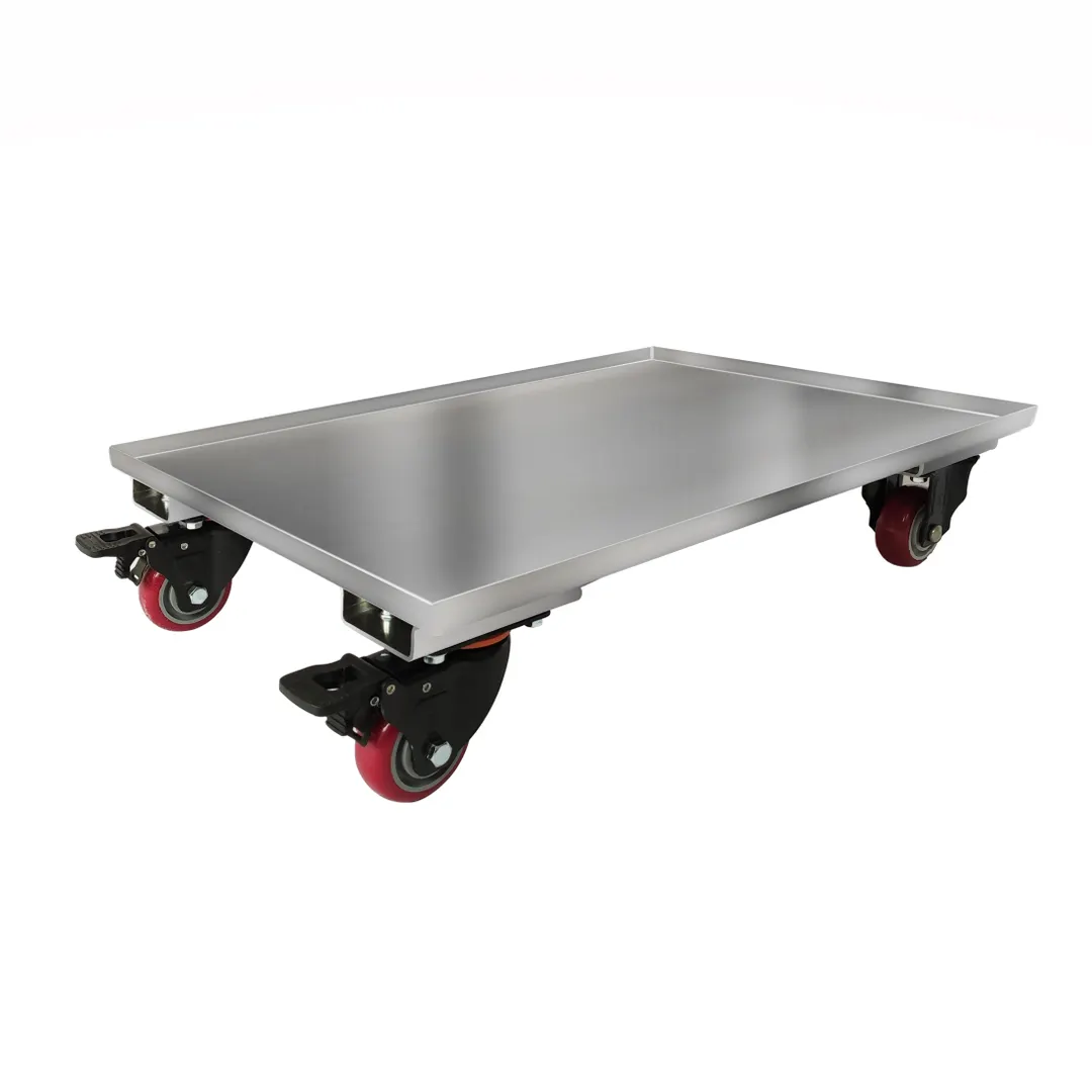 Spaceman DLY-454A Stainless Steel Heavy Duty Caster Truck Dolly, 17.9W x 25.8D x 5.9H, Plate with Lip and Drain