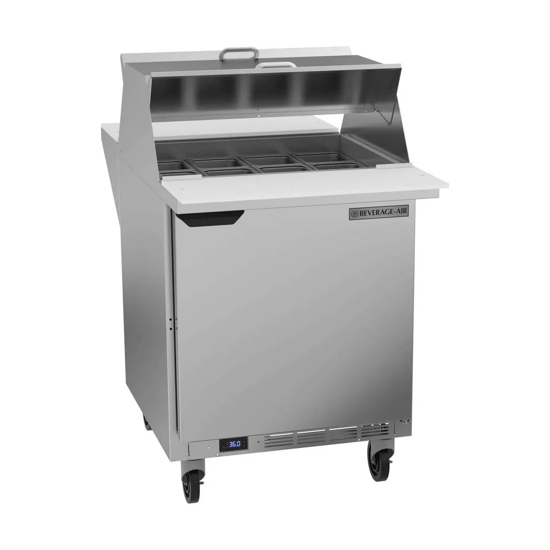 Beverage Air SPE27HC-12M-B-DS 27" Mega Top Sandwich/Salad Prep Table w/ 1 Door, 12 Pans, 6.9 cu. ft.