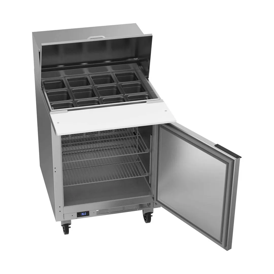 Beverage Air SPE27HC-12M-B 27" Mega Top Sandwich/Salad Prep Table w/ 1 Door, 12 Pans, 6.9 cu. ft.