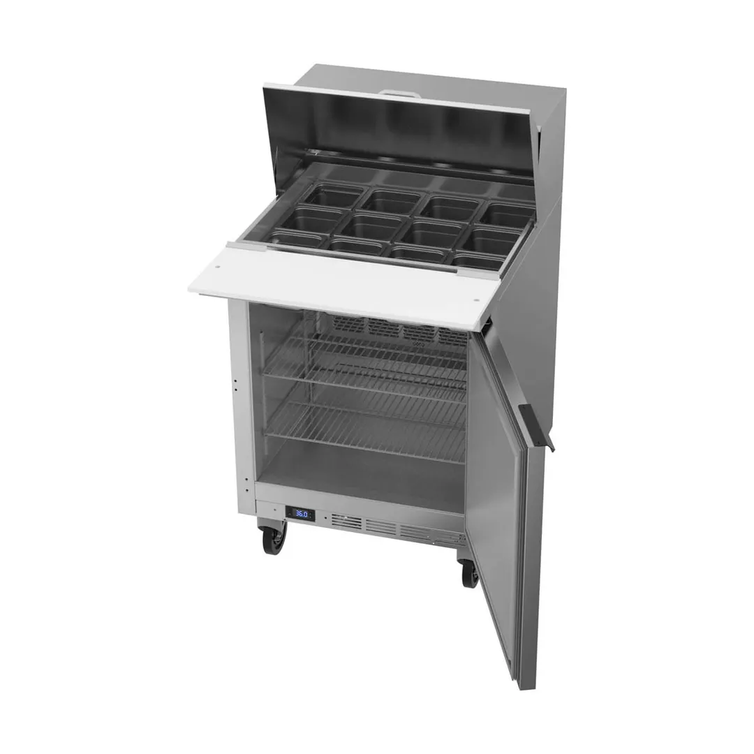 Beverage Air SPE27HC-12M-B 27" Mega Top Sandwich/Salad Prep Table w/ 1 Door, 12 Pans, 6.9 cu. ft.