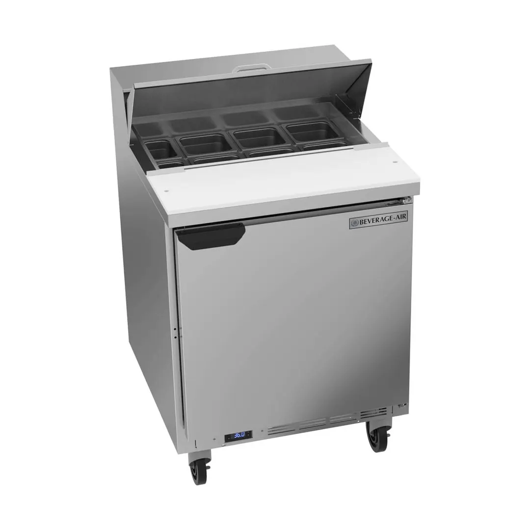 Beverage Air SPE27HC 27" One Section Sandwich/Salad Prep Table w/ 1 Door, 8 pans, 6.75 cu. ft.