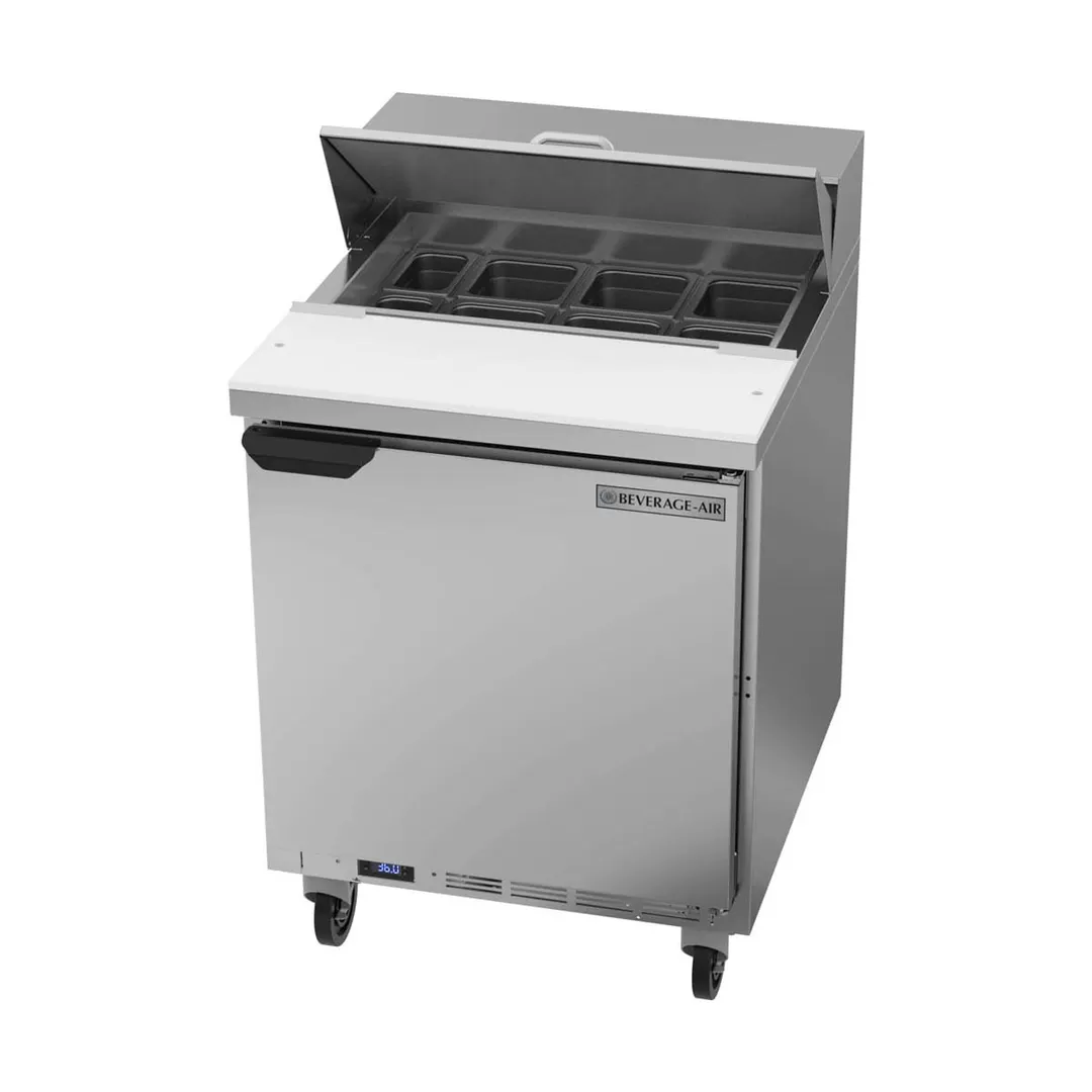 Beverage Air SPE27HC 27" One Section Sandwich/Salad Prep Table w/ 1 Door, 8 pans, 6.75 cu. ft.