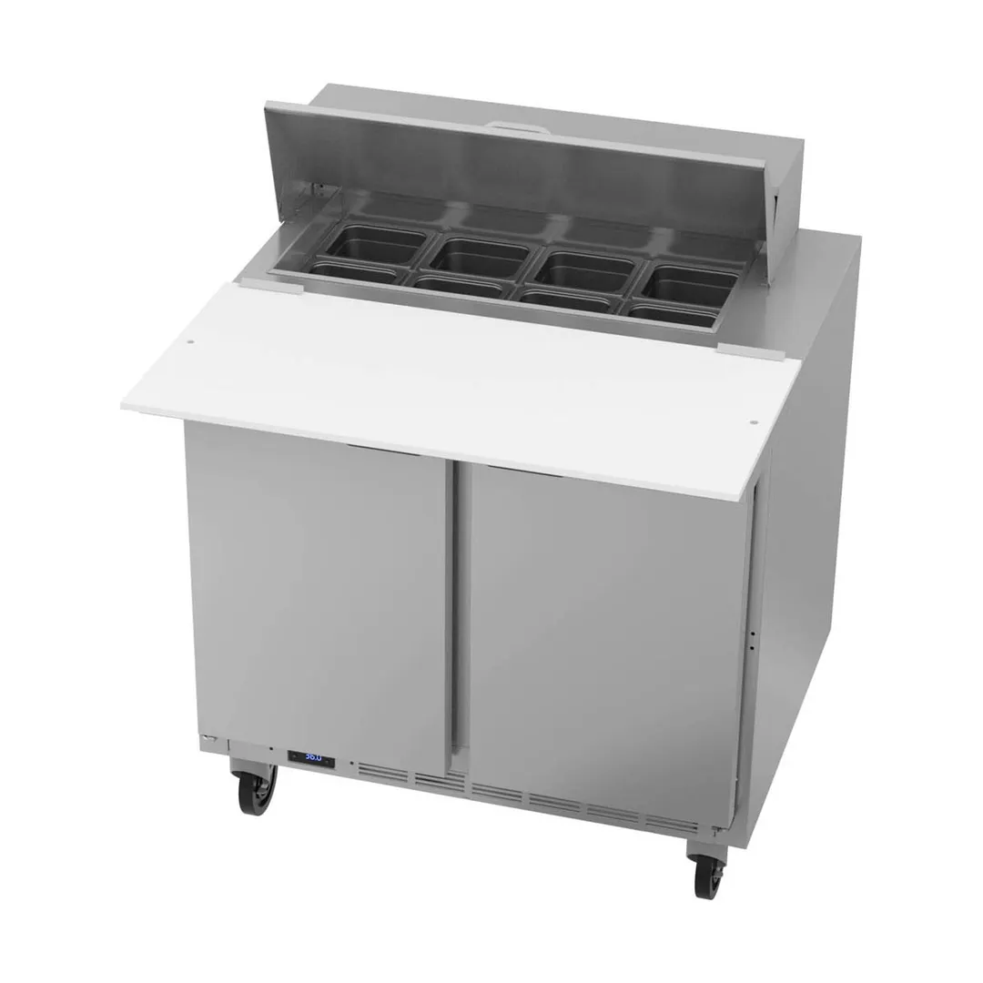 Beverage Air SPE36HC-08C 36" Two Section Sandwich/Salad Prep Table w/ 2 Doors, 8 pans, 10 cu. ft.