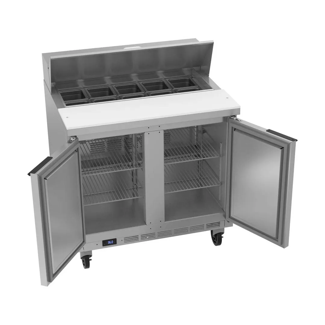 Beverage Air SPE36HC-10 36" Two Section Sandwich/Salad Prep Table w/ 2 Doors, 10 pans, 10 cu. ft.