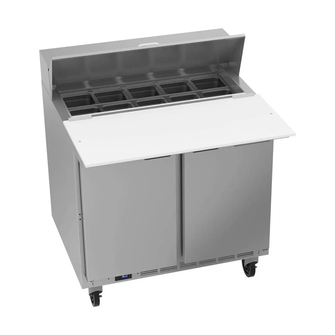 Beverage Air SPE36HC-10C 36" Two Section Sandwich/Salad Prep Table w/ 2 Doors, 10 pans, 10 cu. ft.