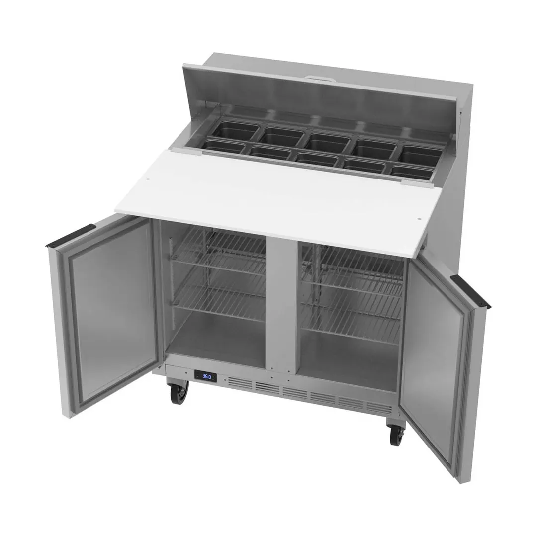 Beverage Air SPE36HC-10C 36" Two Section Sandwich/Salad Prep Table w/ 2 Doors, 10 pans, 10 cu. ft.