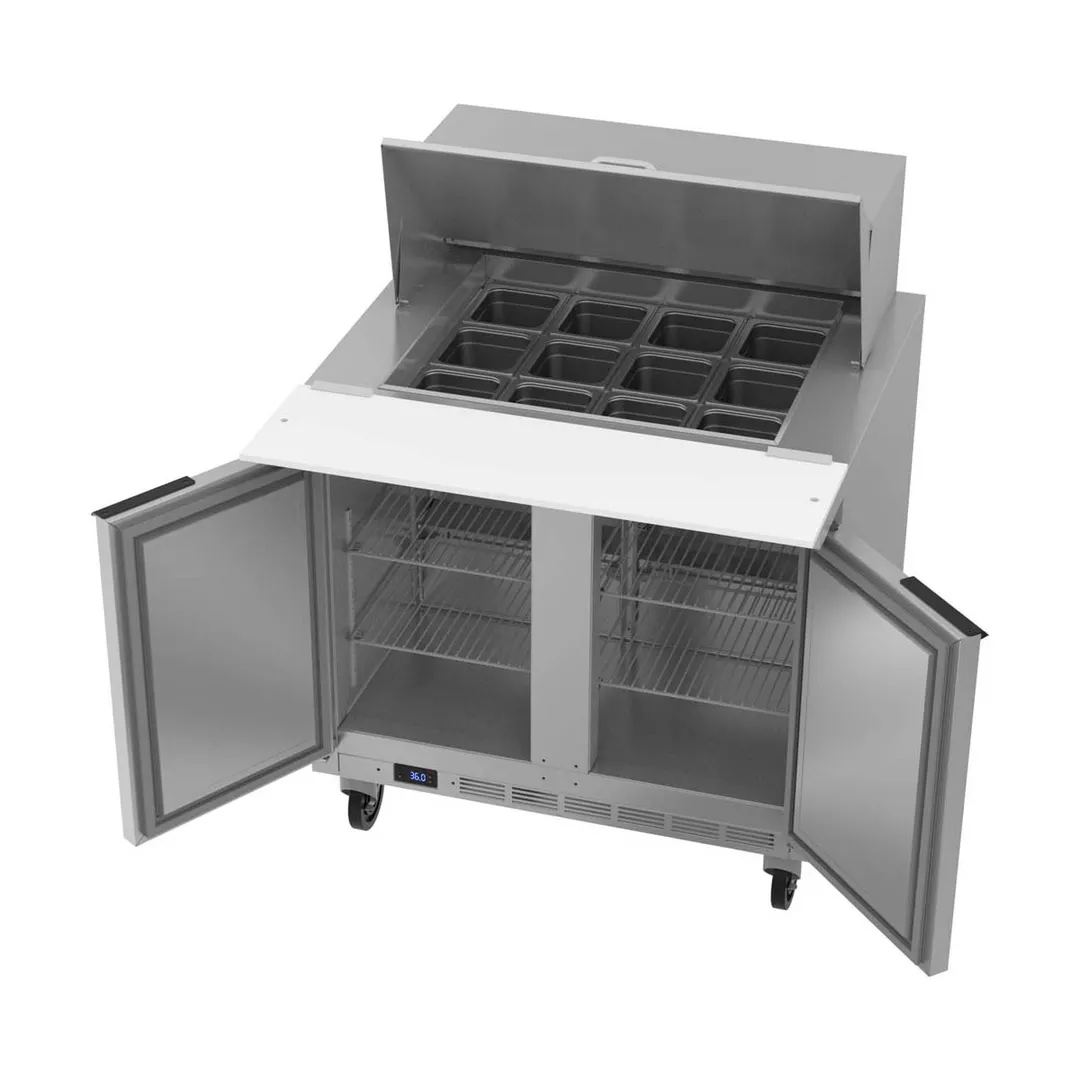 Beverage Air SPE36HC-12M 36" Mega Top Sandwich/Salad Prep Table w/ 2 Doors, 12 Pans, 10 cu. ft.