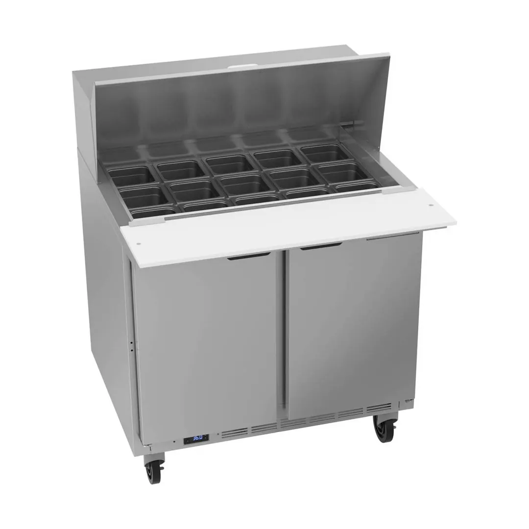 Beverage Air SPE36HC-15M 36" Mega Top Sandwich/Salad Prep Table w/ 2 Doors, 15 Pans, 10 cu. ft.