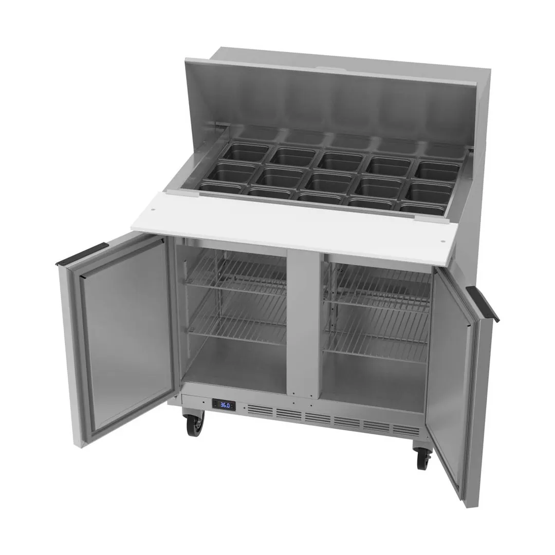 Beverage Air SPE36HC-15M 36" Mega Top Sandwich/Salad Prep Table w/ 2 Doors, 15 Pans, 10 cu. ft.
