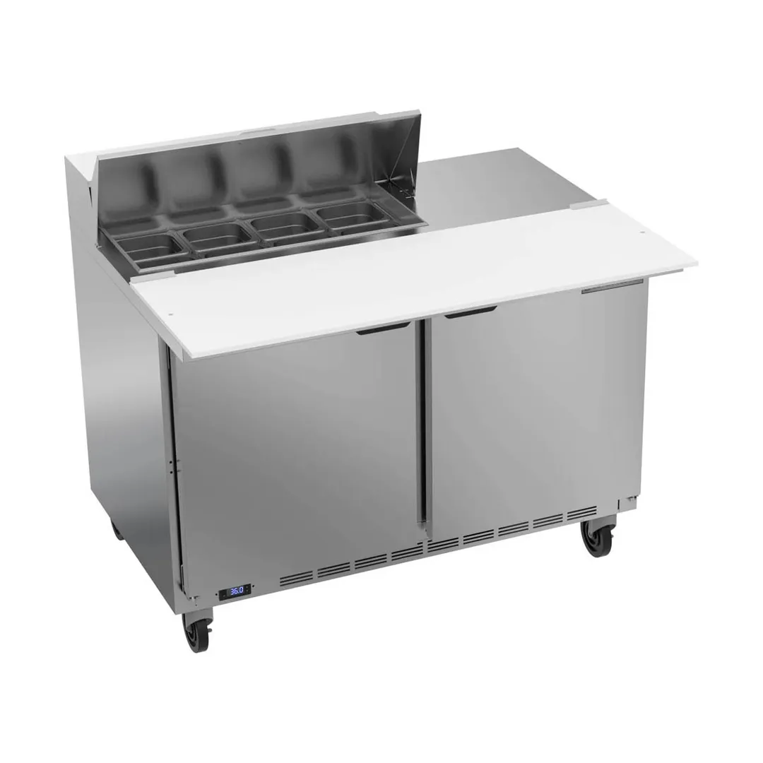Beverage Air SPE48HC-08C 48" Two Section Sandwich/Salad Prep Table w/ 2 Doors, 8 pans, 13 cu. ft.
