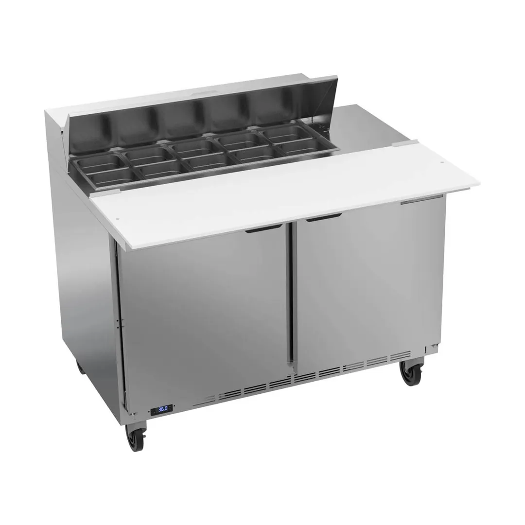 Beverage Air SPE48HC-10C 48" Two Section Sandwich/Salad Prep Table w/ 2 Doors, 10 pans, 13 cu. ft.