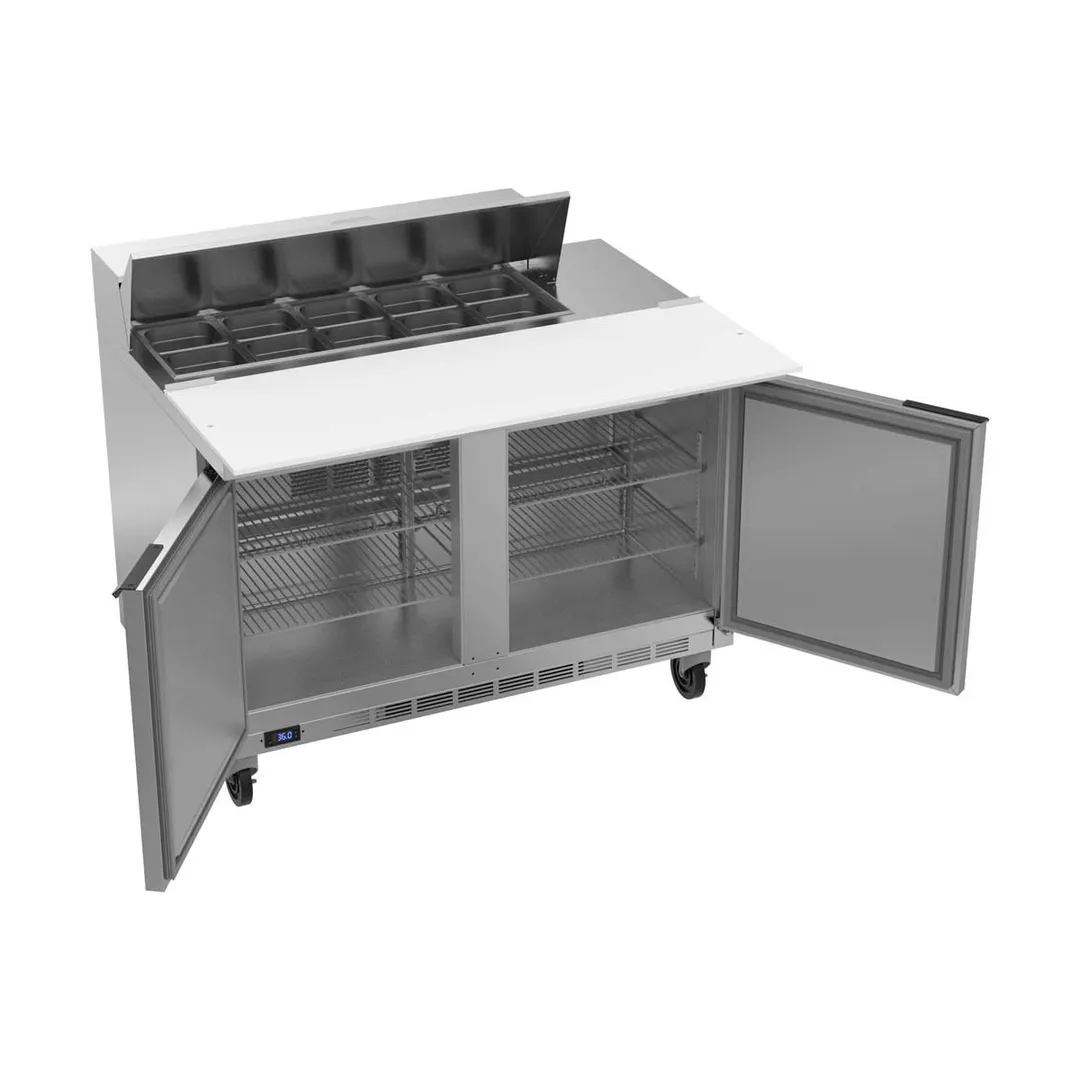 Beverage Air SPE48HC-10C 48" Two Section Sandwich/Salad Prep Table w/ 2 Doors, 10 pans, 13 cu. ft.