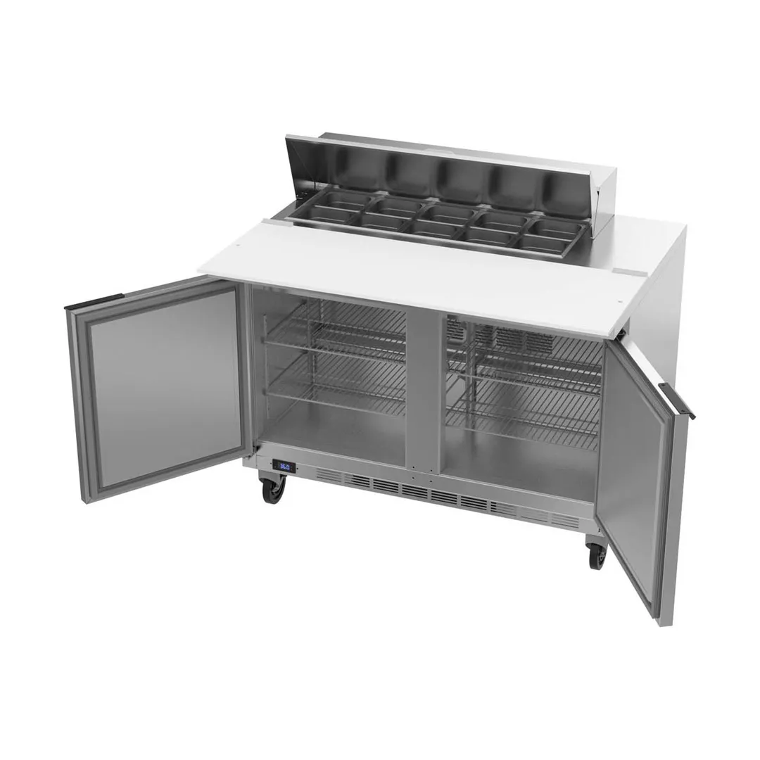 Beverage Air SPE48HC-10C 48" Two Section Sandwich/Salad Prep Table w/ 2 Doors, 10 pans, 13 cu. ft.