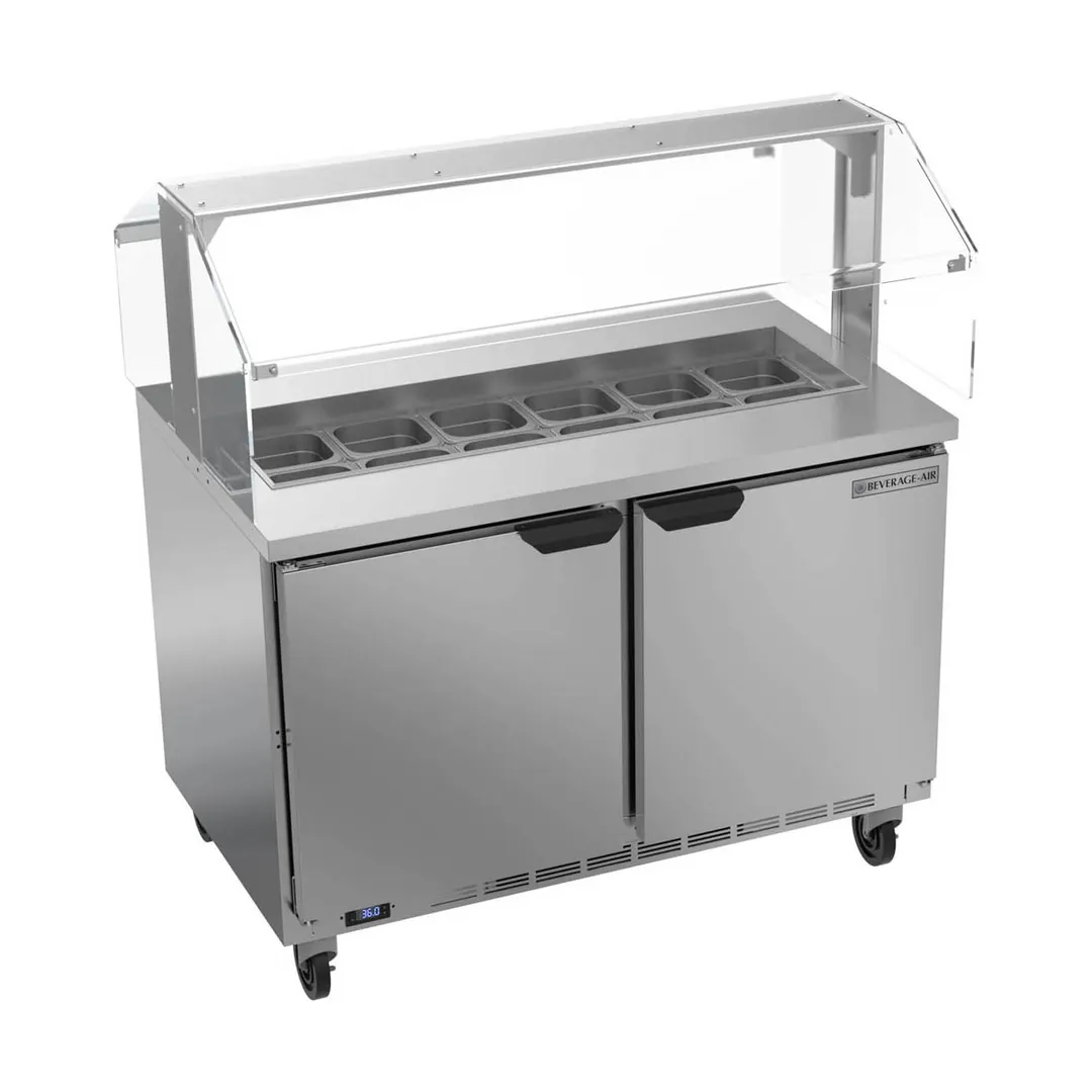 Beverage Air SPE48HC-12-SNZ 48" Two Section Sandwich/Salad Prep Table w/ 2 Doors, 12 pans, 13 cu. ft.