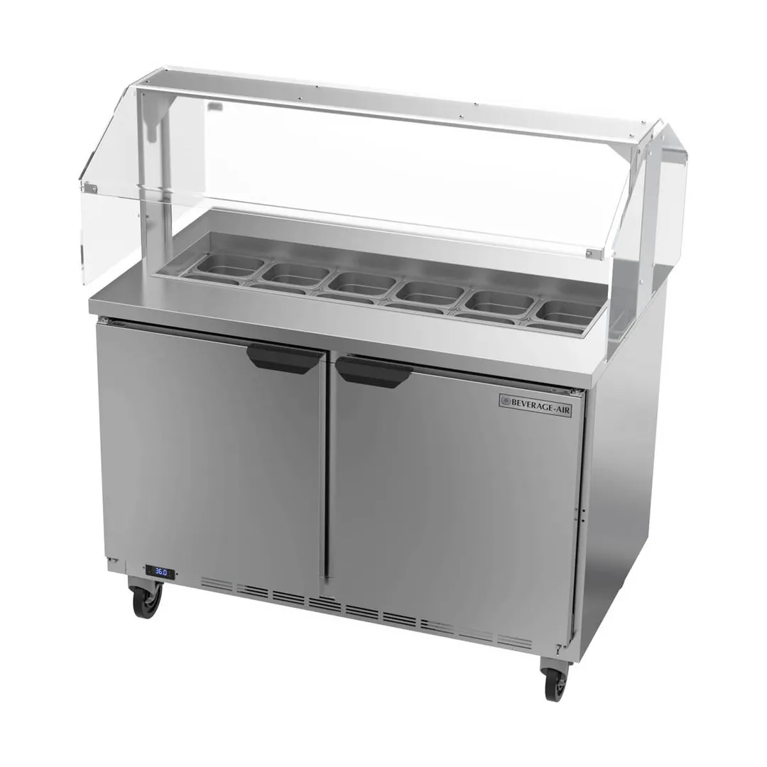 Beverage Air SPE48HC-12-SNZ 48" Two Section Sandwich/Salad Prep Table w/ 2 Doors, 12 pans, 13 cu. ft.