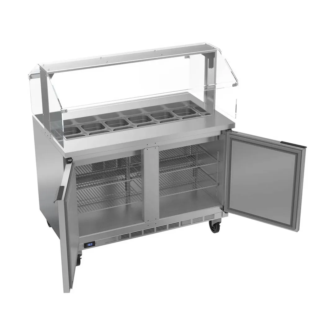 Beverage Air SPE48HC-12-SNZ 48" Two Section Sandwich/Salad Prep Table w/ 2 Doors, 12 pans, 13 cu. ft.