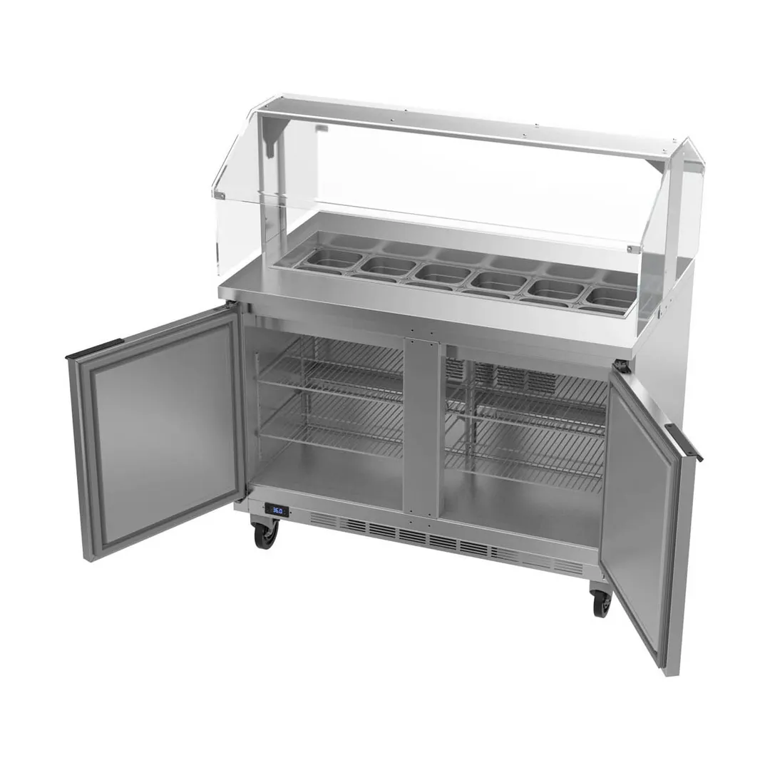 Beverage Air SPE48HC-12-SNZ 48" Two Section Sandwich/Salad Prep Table w/ 2 Doors, 12 pans, 13 cu. ft.