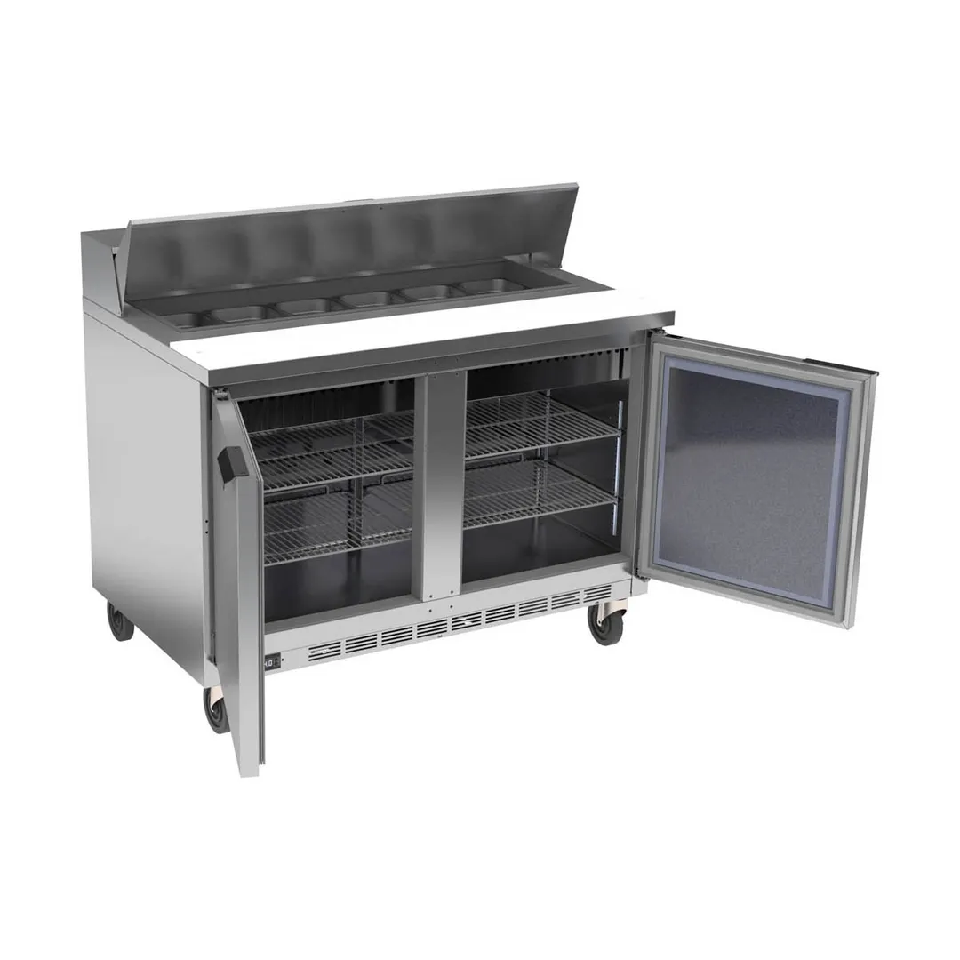 Beverage Air SPE48HC-12 48" Two Section Sandwich/Salad Prep Table w/ 2 Doors, 12 pans, 13 cu. ft.
