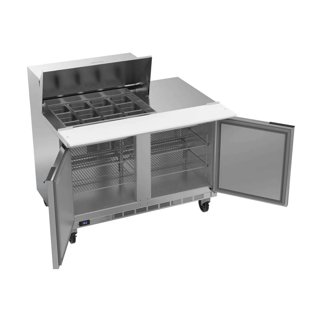 Beverage Air SPE48HC-12M 48" Mega Top Sandwich/Salad Prep Table w/ 2 Doors, 12 Pans, 13 cu. ft.