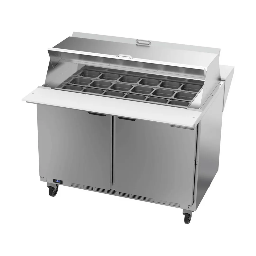 Beverage Air SPE48HC-18M-DS 48" Mega Top Sandwich/Salad Prep Table w/ 2 Doors, 18 Pans, 13 cu. ft.