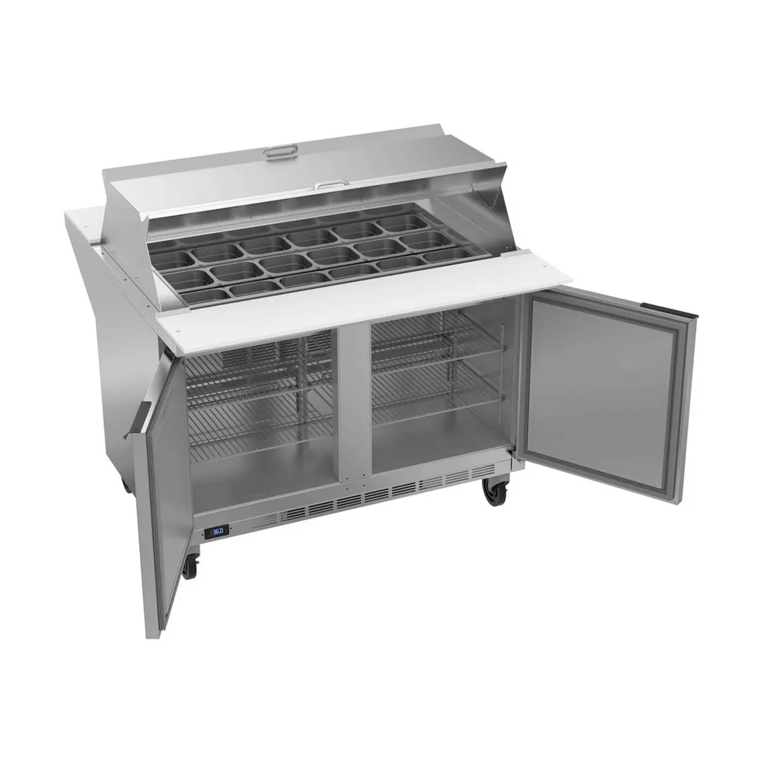 Beverage Air SPE48HC-18M-DS 48" Mega Top Sandwich/Salad Prep Table w/ 2 Doors, 18 Pans, 13 cu. ft.